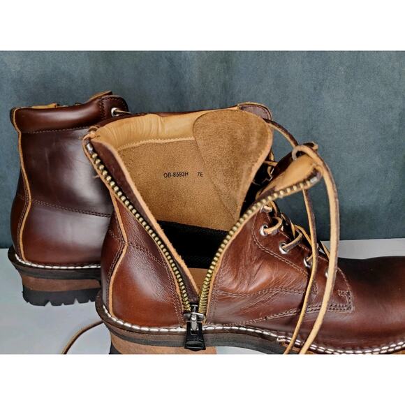 Slow Wear Lion Handmade in Japan Ultra High End Zip/Lace Up Leather Boots US 7 E - Picture 13 of 15